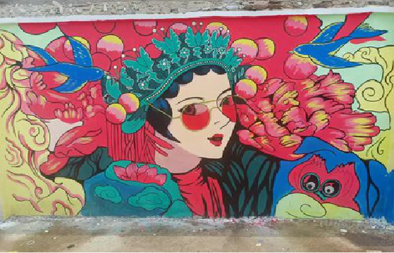 绥德墙体彩绘-网红墙